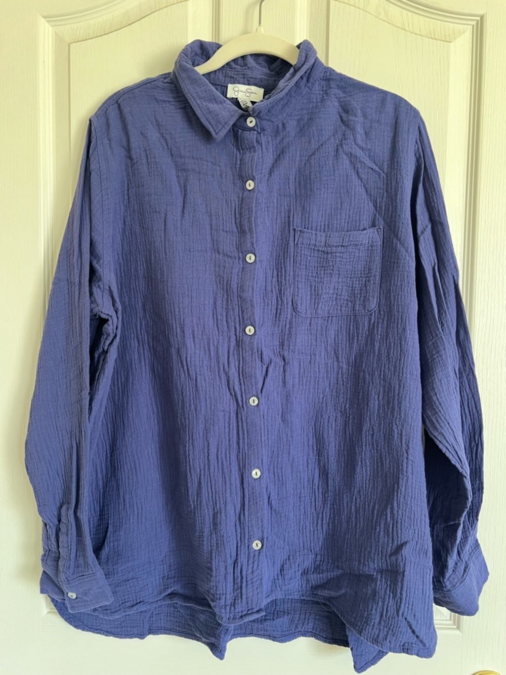 Women’s  Lightweight Textured Button-Up Shirt - Blue